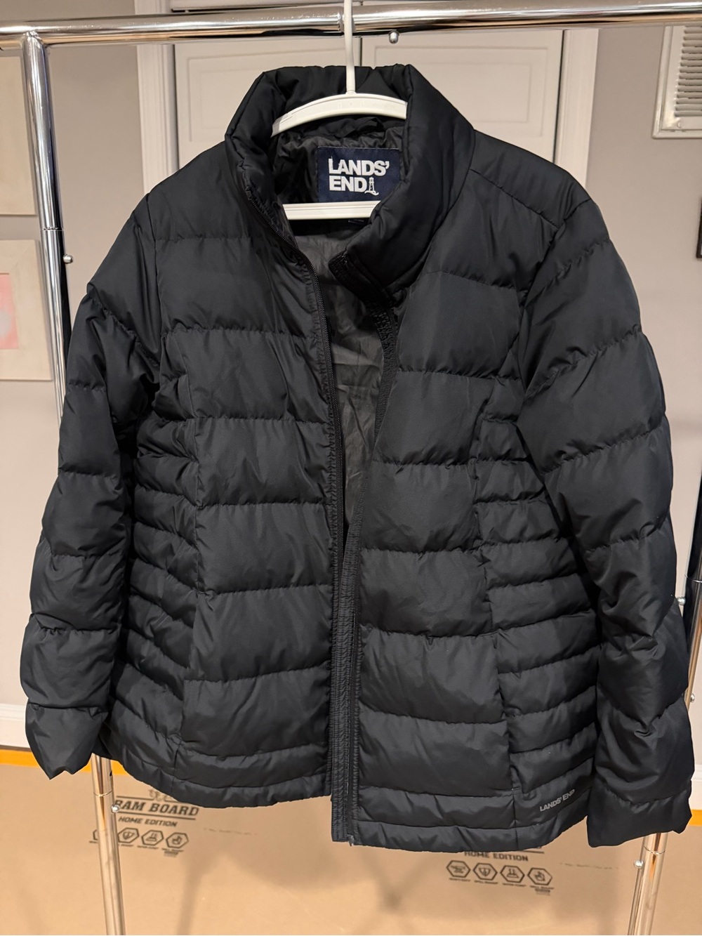 Lands' End Black Quilted Packable Puffer Jacket